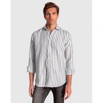 Camisa de hombre slim de rayas en color gris