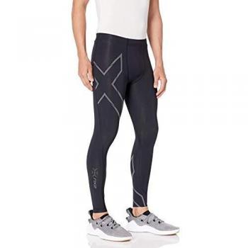 2XU Men's Light Speed Compression Tights, Black/Black Reflective, L