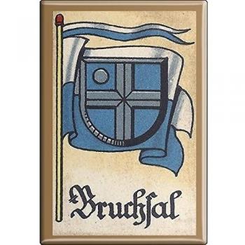 Magnético Button Cocina magnético con diseño de Nostalgie-Bruchsal Escudo-Talla aprox. 8cm x 5,5cm