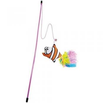 Gloria - Caña de Juguete de Gatos - Accesorio para Gatos - Modelo Guppy Tropical - Caña Flexible con Peluches - Juego Interactivo con Mascotas - Color Variado - Tamaño de 46 cm