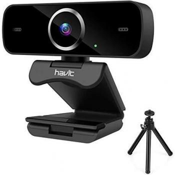 havit Webcam 1080P Cámara Web Full HD USB 2.0 con Micrófono de reducción de Ruido Incorporado, Giratorio de 360 Grado,cámara Web portátil con Soporte, para Ordenador/PC,Negro