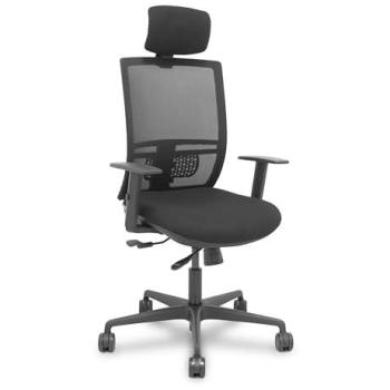 Silla Gaming P&C 68R65CR - Silla de juego negra con malla transpirable, brazos ajustables y cabecero regulable