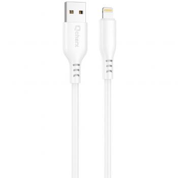 Cable Qcharx Tokyo USB a Lightning de 1 metro con tecnología de carga rápida 3A y recubrimiento de silicona blanco tacto suave