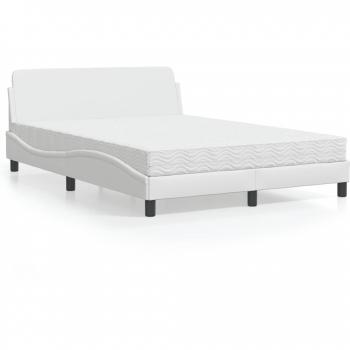 Cama con colchón blanco 120x200 cm en cuero sintético