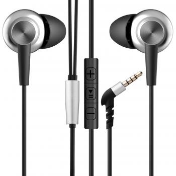 Auriculares In-ear Estéreo Deportivos Cascos con Micrófono, Aoslen Auriculares Con Cancelación de Ruido Control de Volumen Para iPhone, Huawei, XiaoMi, iPad, Samsung Galaxy, Reproductores MP3, Nokia y HTC, Smartphone, Negro