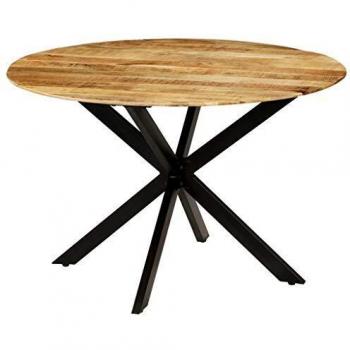 vidaXL Mesa Comedor Madera Mango 120x77 cm Acero Mesilla Mesita Mueble Cocina