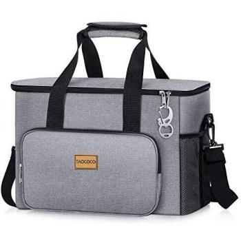 TAOCOCO 30L Bolsa Isotermica de Almuerzo Nevera Portatil para Alimentos Frutas,Porta de Comida con Forro Plástico Aislamiento Térmico,Genial para Playa,Picnic,Camping,Barbacoa - Gris