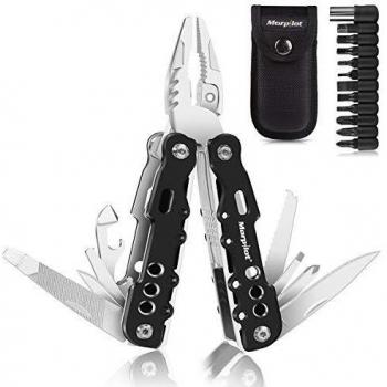 Alicate Multiuso Morpilot Multi-alicate 25 en 1, Destornilladores 11 en 1, Alicate multifuncional de Acero Inoxidable, anti-cáida para actividades exteriores con Bolsa de Nylon