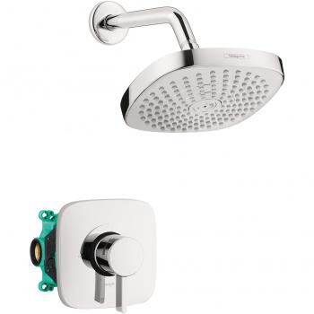 Hansgrohe Croma Select E Chrome Pressure Balance Shower Set with Rough and Single-Handle Faucet, 2.0 GPM