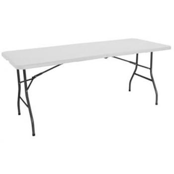 Mesa Plegable Resina Reforzada 180x70x74cm - Portátil y Segura para Camping, Jardín y Eventos | Estructura de Acero, Pies Antideslizantes, Resistente al Agua, C