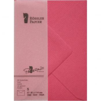 Pack de 5 sobres C7 con interior forrado fucsia Rossler