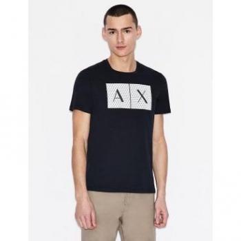 Camiseta Casual de Algodón para Hombre Armani Exchange con Diseño de Cuadrados en Marino - Talla M