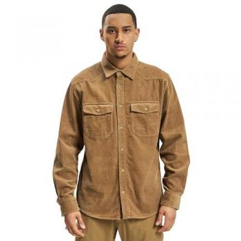 Brandit Men's Classic Long Sleeve Corduroy Shirt - Camel - Sizes S to XXL