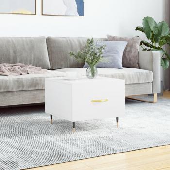 Mesa de centro vidaXL madera contrachapada 50x50x40 cm blanca y negra brillante, mesita de salón o comedor auxiliar