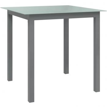 Mesa de jardín de aluminio y vidrio gris claro 80x80x74 cm