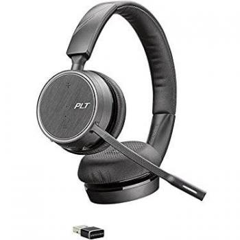 Plantronics Voyager 4220 UC USB-A BT-Dongle - Auriculares estéreo con Bluetooth, tecnología SoundGuard, micrófono y Botones, Color Negro