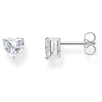 Thomas Sabo Sterling Silver Heart Shaped Earrings with White Zirconia for Women H2306-051-14