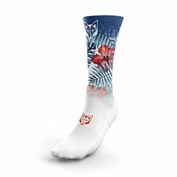 Calcetines Otso Tropical High Cut Funny azul blanco - L-XL