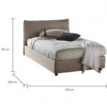 Cama Contenedor Plaza y Media Desirée con Colchón Incluido, 100% Made in Italy, Apertura Frontal, Revestimiento de Tela en Color Gris Tórtola