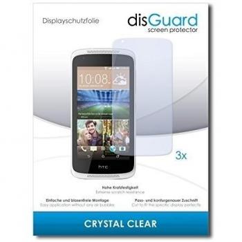 3 x disGuard Crystal Clear Lámina de protección para HTC Desire 326G Dual Sim / 326-G - ¡Protección de pantalla cristalina con recubrimiento duro! CALIDAD PREMIUM - Made in Germany