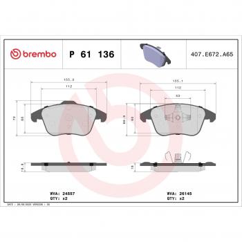 Pastillas de freno BREMBO P 61 136