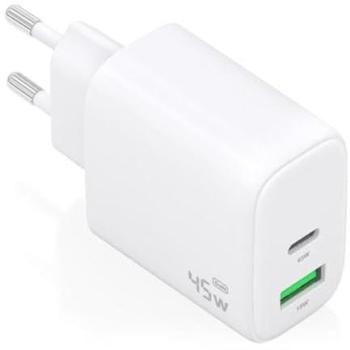 Cargador GaN Aisens 45W, 1xUSB-C PD3.0 QC4.0 y 1xUSB-A QC3.0, Blanco
