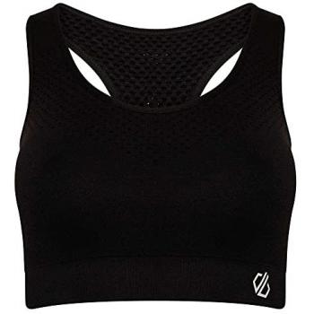 Dare2B Don't Sweat It Women's Medium Impact Sports Bra - Quick Drying, Odour Repellent Fabric, SeamSmart Technology - Black, Size XS