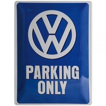 Nostalgic Art VW Parking Only - Placa decorativa, metal, 30 x 40 cm, color azul indigo