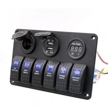 Lacaca - 6 Gang impermeable coche Auto Barco marino LED Rocker Switch panel disyuntores
