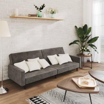 2-Seater Dark Grey Velvet Sofa Bed