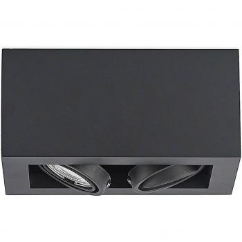 Lámpara de techo Arcchio Giyan, downlight moderno de 2 luces en color negro, fabricada en metal, ideal para salón y comedor, con casquillo GU10