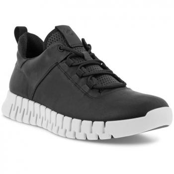 ECCO Men's Gruuv Leather Elastic Laces Trainers - Black - Size: 8/8.5