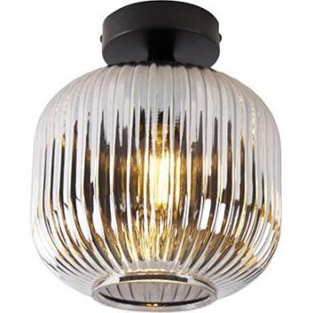 Plafón de techo Art Deco negro con cristal ahumado, diseño elegante y moderno, ideal para decoración contemporánea