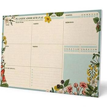 Kokonote Bloc planificador semanal A4 Botanical - Organizador semanal - Planificador semanal - Planning escritorio, Planificador floral, BPSA40030