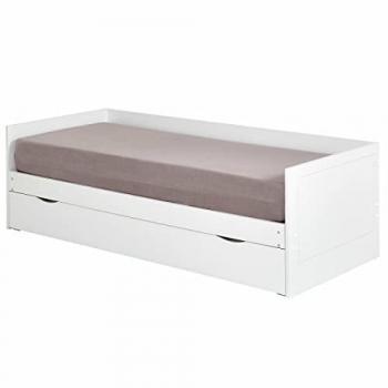 Cama nido ID Kids con 2 colchones efecto madera blanca 80x200 cm