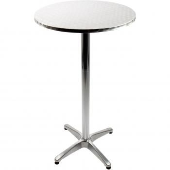 Vanage Altura mesa ajustable y plegable barra de aluminio para el aire libre, redondos / cuadrados / redondos, plata, 60 x 70 x 110 cm