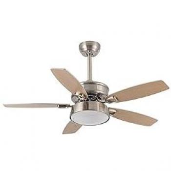 Ventilador de Techo DC Braw Níquel 30W con 5 Aspas Plata/Haya, 6 Velocidades, 3 Colores de Luz, Control Remoto, Función Memoria y Temporizador, Ilumin