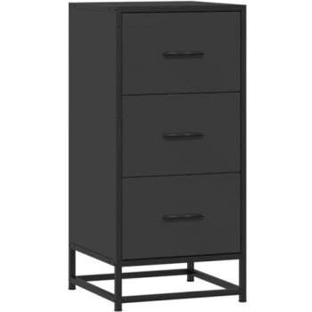 Aparador de madera de ingeniería y metal negro 35,5x35x76 cm, Armario de almacenaje, Mueble aparador, Muebles de Cocina, Armario bufé