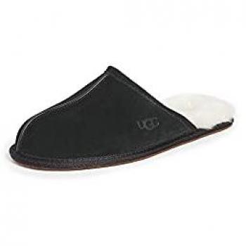 UGG® Men's Sheepskin Backless Scuff Slipper - Black, Size 14