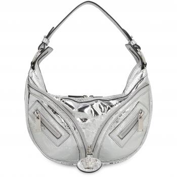 Versace Women's Repeat Hobo Shoulder Bag in Silver, Color 1E01P, Size ONE SIZE