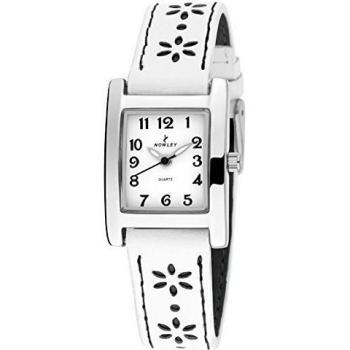Reloj Nowley niña, Correa de Piel sintética Color Blanco y Motivos en Negro