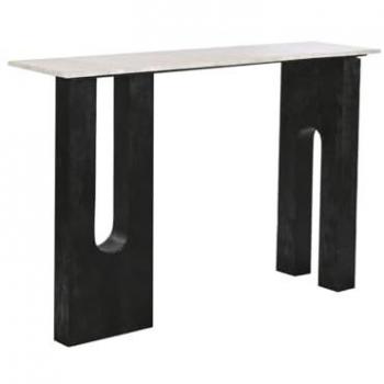 Consola Home ESPRIT Blanco Negro Mármol Madera de mango 117 x 31 x 77 cm