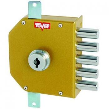 Tover 8000P, Cerradura seguridad 3P c/barras cierre interior T2 c/llave dcha. esm.oro