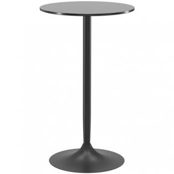 HOMCOM Mesa de Bar Redonda Alta de Cocina Moderna con Encimera Laminada y Marco de Acero para 2 Personas Ø60x102 cm Negro
