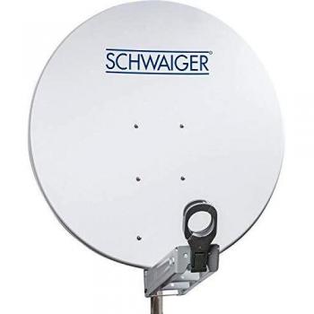 Antena Satélite Schwaiger SPI085 de 85 cm, Material Reflectante de Aluminio, 39.3 dBi, Color Gris Claro