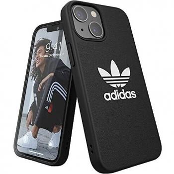 Funda Original Adidas Adicolor para iPhone 13 Mini, Resistente a Caídas, Bordes Elevados, Color Negro y Blanco