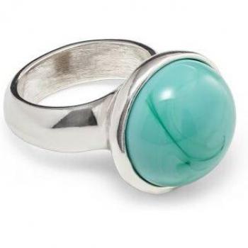 UNO de 50 - Aqua Green Murano Glass Round Ring in Silver Plating - Size 18