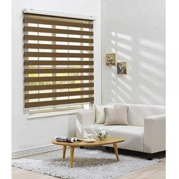 Estor horizontal de ventana – estor doble enrollable, máximo de 240 cm de ancho por 240 cm de largo, poliéster y mezcla de poliéster, 13.caramel, W100 x H240