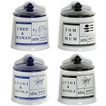 Salero con Tapa DKD Home Decor Azul Negro Gres