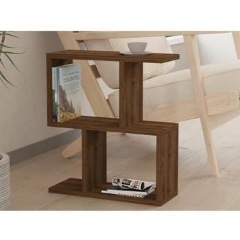 Mesa auxiliar decorada en madera de nogal L45 cm - Zet